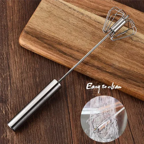 Miniatura 7 de Batidor de Huevos de Acero Inoxidable, Batidora Giratoria de Empuje Manual Digead, batidores para cocinar, Mezclador Agitador de Empuje Manual