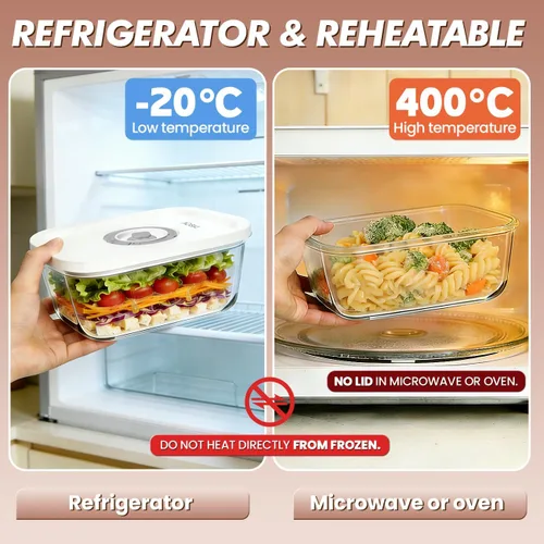 Miniatura 6 de Sellador al vacío compacto preservar para alimentos: máquina selladora al vacío portátil de mano + 3 recipientes de vidrio al vacío + 30 bolsas