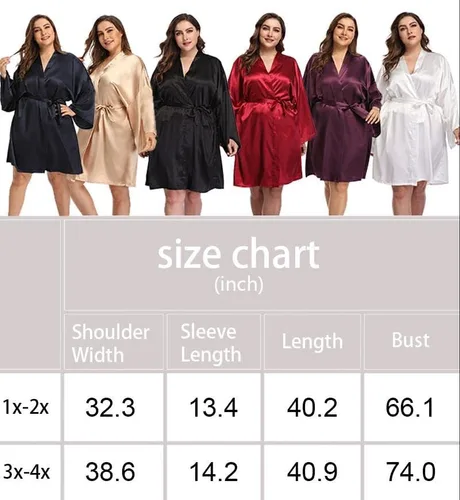Miniatura 7 de Batas de satén para mujer talla grande bata floral para boda fiesta kimono ropa de dormir