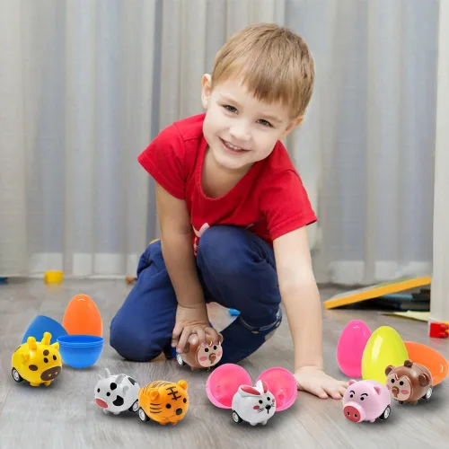 Miniatura 5 de WODMAZ Paquete de 12 autos de tracción hacia atrás, mini juguetes de animales para niños y niñas, regalo de cumpleaños, bolsas de regalo, regalos