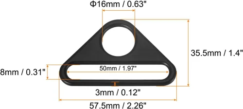 Miniatura 2 de uxcell Ajustador de hebilla triangular Anillos en D Triángulo Ajustador Triángulo con barra Clip giratorio para correa de bolsa, Mate negro