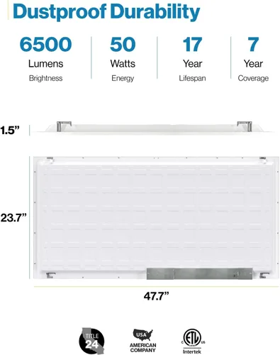 Miniatura 6 de Sunco - Paquete de 12 lámparas LED de panel plano de 2 x 4, 6500 LM, características seleccionables, 30 W/40 W/50 W, 4000 K/5000 K/6000 K, regulable