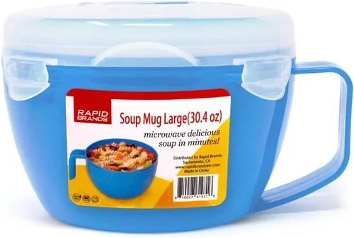 Miniatura 16 de Rapid Plastic - Tazón de fideos o sopas de plástico Sopa y fideos para microondas en cuestión de minutos, perfecto para dormitorio, cocina pequeña