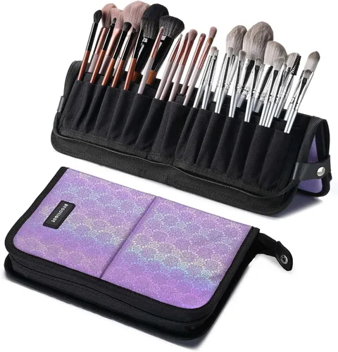 Miniatura 14 de BYOOTIQUE 2 en 1 multi cepillo titular cintura cremallera bolsa profesional portátil plegable maquillaje cosmético bolsa con correa de cinturón
