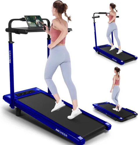 Miniatura 16 de ANCHEER Cinta de correr con inclinación del 12%/15% de 3.5HP, máquina plegable para debajo del escritorio con barra de mano, capacidad de 320-450lb