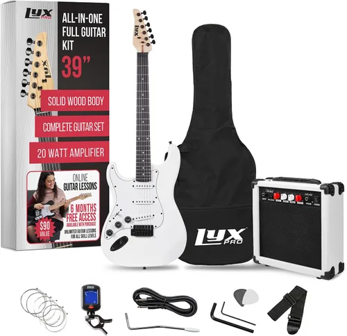 Miniatura 19 de LyxPro Kit completo de guitarra eléctrica de 39 pulgadas para principiantes, tamaño completo con amplificador de 20 W, el paquete incluye todos