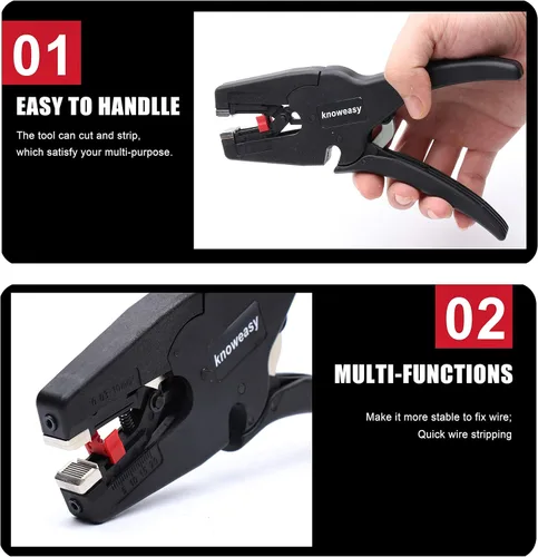 Miniatura 6 de Pelador de cables, herramienta de pelado de cables Knoweasy con cortador y herramienta de pelado de cables 2 en 1 funciona para electrónico
