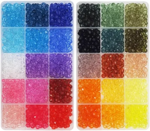 INSPIRELLE 1800 Piezas Cuentas de Acrílico Redondas Facetadas de 6mm - 30 Colores Espaciadores de Plástico para Hacer Joyas y Manualidades