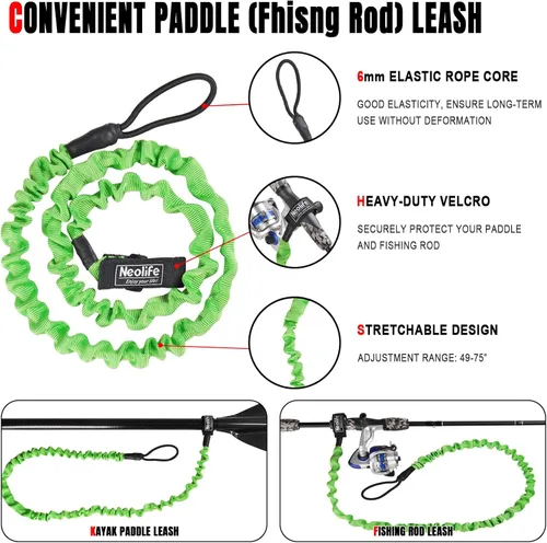 Miniatura 5 de Remos de kayak para pescadores, remo de aluminio con palas de plástico y correa de remo, remos flotantes ajustables para kayak de pesca, 3 piezas