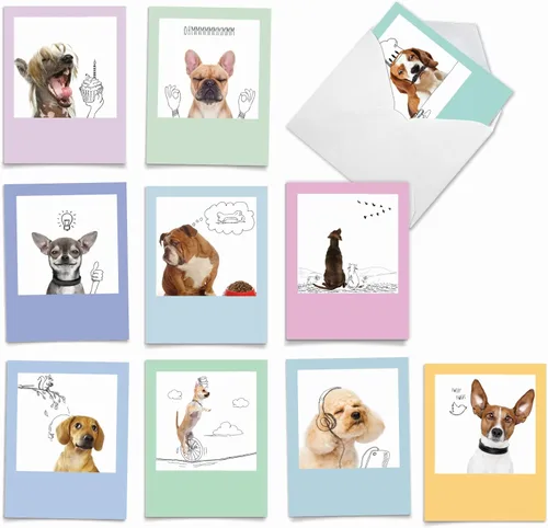 Miniatura 8 de The Best Card Company - 10 tarjetas de perro en blanco surtidas (4 x 5.12 pulgadas) - Adorables tarjetas de notas de animales en caja para todas