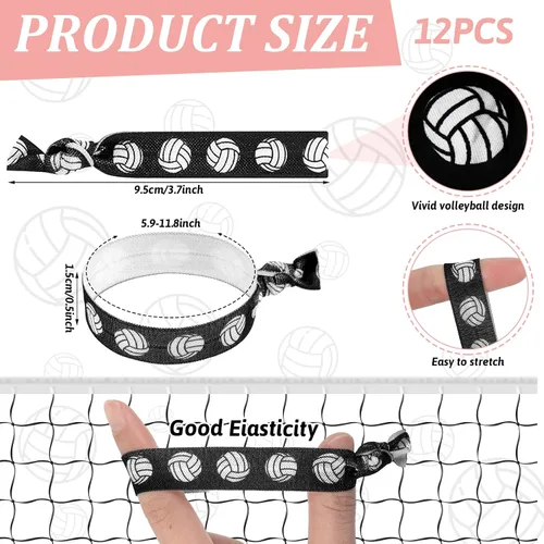 Miniatura 3 de Sotiff 24 bolsas de cosméticos de voleibol y coleteros deportivos para el cabello, regalos de equipo deportivo, bolsas de maquillaje de lona, ligas