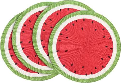 Miniatura 14 de Zupro Juego de 6 manteles individuales redondos trenzados de 15 pulgadas, resistentes al calor, antideslizantes, lavables, para cocina, mesas