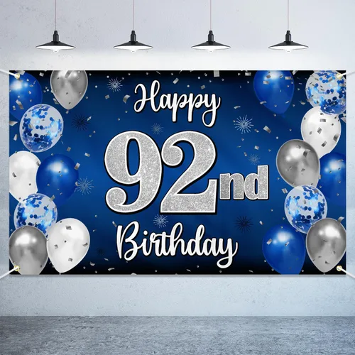 Miniatura 22 de Decoraciones de Feliz 11º Cumpleaños, Globo Azul y Plateado Grande Pancarta de Fondo de Cumpleaños, Brindemos por Once Años Suministros de Fiesta
