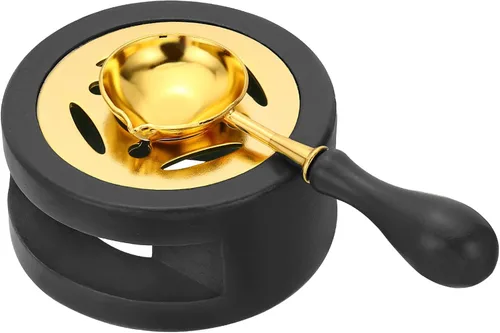 PATIKIL Kit de sellado de cera, calentador de sellos de cera con cuchara de fusión, estufa de fusión retro, herramienta de horno para sellado de