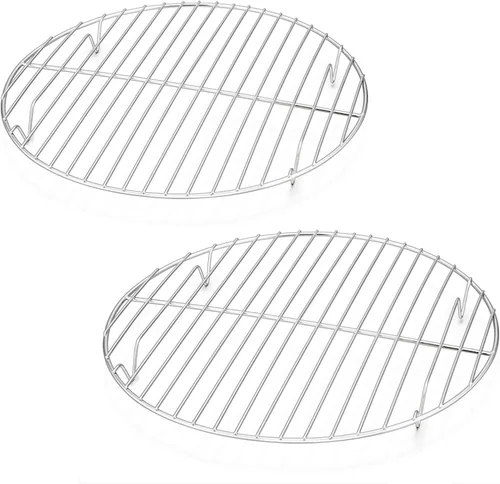 E-far Estantes de cocina redondos de enfriamiento de 10½ pulgadas, juego de 2 estantes redondos de acero inoxidable para hornear al vapor, multiusos