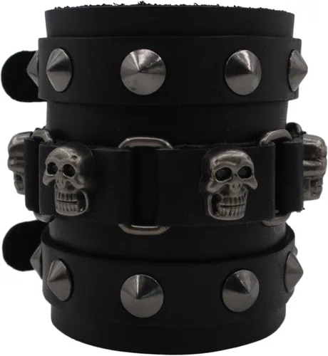 Miniatura 3 de Scddboy Pulsera ancha de cuero gótico para hombre, estilo punk rock Biker