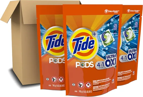 Miniatura 12 de Tide, 4-n-1 Ultra Oxi Pods - Paquete de detergente para ropa, compatible con HE, pretratador integrado para manchas, 32