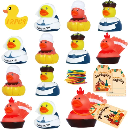 Miniatura 12 de 24 mini patos de goma a granel, perfectos para esconder cruceros, decoraciones de fiesta de cumpleaños y bonitos juguetes de baño para niños