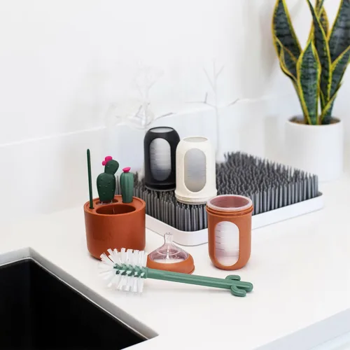 Miniatura 7 de Boon - Juego de cepillos en forma de cactus para limpiar biberones, color terracota, juego de 4 piezas