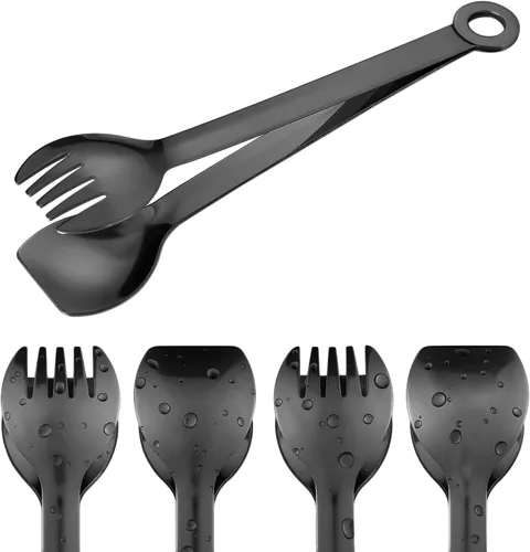 MSY BIGSUNNY Pinzas pequeñas para servir, 6 pulgadas, pinzas de acero inoxidable de primera calidad, juego de 4 (negro, 6 pulgadas)