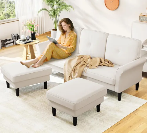 Miniatura 11 de Sofá biplaza de 69 pulgadas, sofás pequeños de terciopelo para espacios pequeños, sofás de dos plazas con 2 almohadas, sofás de dos plazas