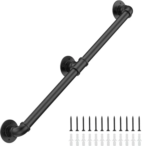 Miniatura 14 de Barandilla Industrial de 1 Pie para Escaleras con Montaje en Pared, Pasamanos de Escalera con Tubo de φ1.3" para Escalones, Barra de Agarre