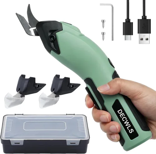 Tijeras eléctricas inalámbricas para tela, tijeras de cartón recargables de 4 V con 3 cuchillas afiladas reemplazables, tijeras eléctricas para