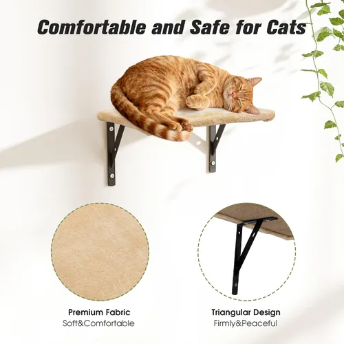Miniatura 5 de COZIWOW Muebles para gatos montados en la pared, estantes y perchas de pared para gatos, estantes flotantes para gatos para pared, juego de 5 (beige)