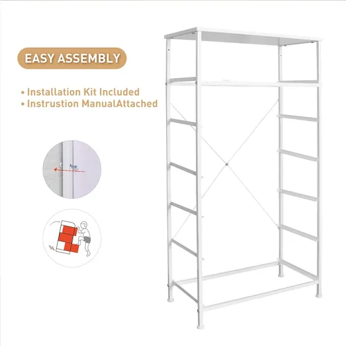 Miniatura 9 de Mifuro - Cómoda alta para dormitorio, torre organizadora de almacenamiento vertical con 7 cajones, cómoda con contenedores de tela, marco de acero