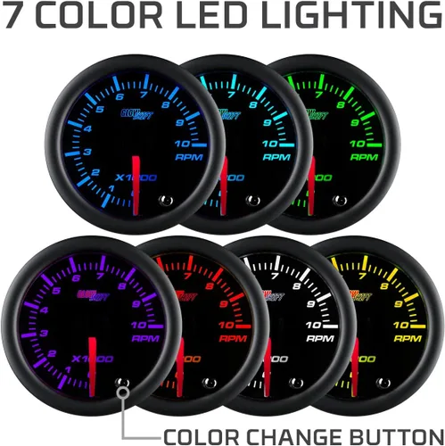 Miniatura 4 de GlowShift tacómetro ahumado 7 colores 2 pulgadas