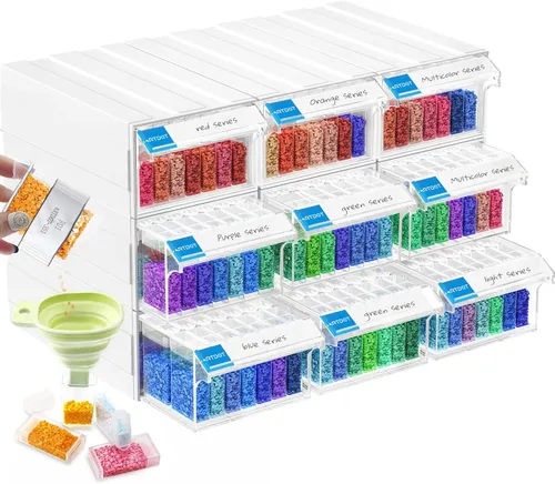 Miniatura 11 de ARTDOT Contenedores de almacenamiento de 56 rejillas para kits de arte de diamante para adultos, 2 paquetes de contenedor portátil de almacenamiento