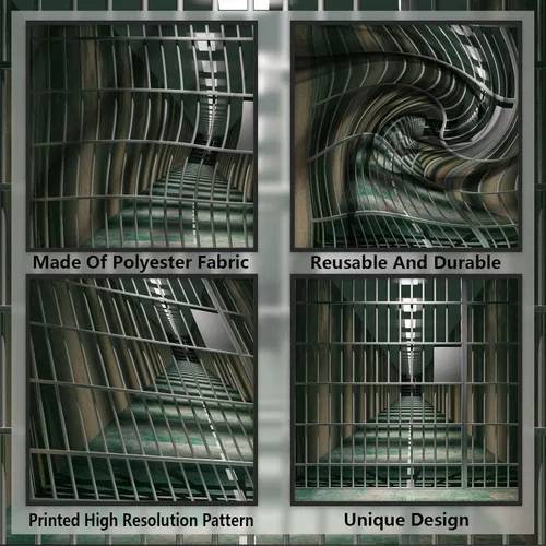 Miniatura 3 de Cartel de barras de cárcel de prisión, telón de fondo de policía criminal Mugshot, decoración para asesinato y misterio, fiesta de basura blanca