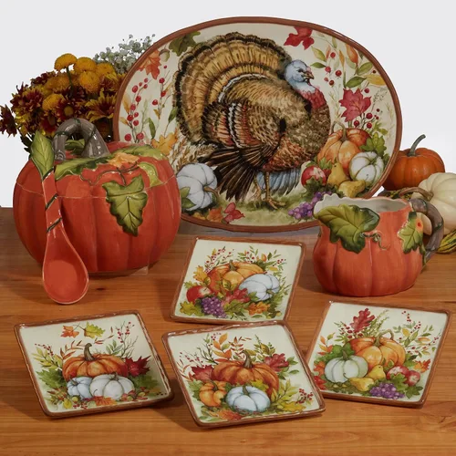 Miniatura 6 de Certified International Harvest Blessings - Plato llano de 10.75 pulgadas, multicolor, grande, juego de 4