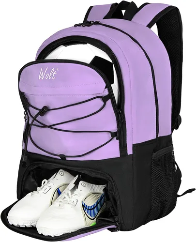 Miniatura 11 de WOLT - Mochila para balón de fútbol juvenil, bolsa deportiva con soporte para balón y compartimento para zapatos, para fútbol, fútbol americano