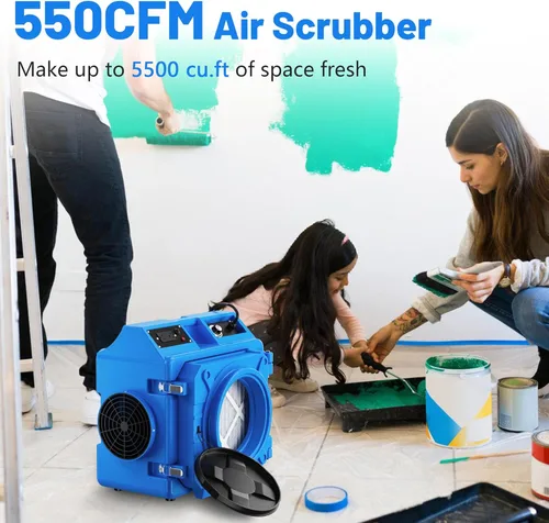 Miniatura 7 de Depurador de aire con filtración de 3 etapas, máquina de aire HEPA de 550 CFM apilable negativo, limpiador de aire con MERV10, carbono, H13 HEPA