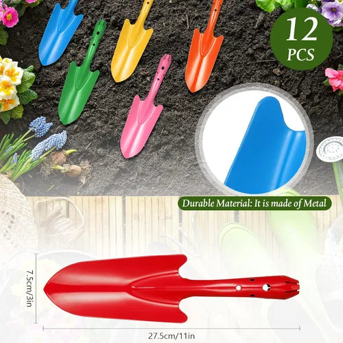 Miniatura 2 de Mini pala de mano de metal colorida de 11 x 3 pulgadas, juego de palas de excavación para trasplante de jardín para plantar plantas de plantas