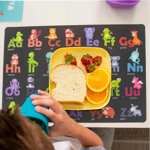 Miniatura 2 de Hapinest Paquete de 6 manteles individuales educativos antideslizantes reutilizables para niños y niños pequeños, tapete de aprendizaje con números