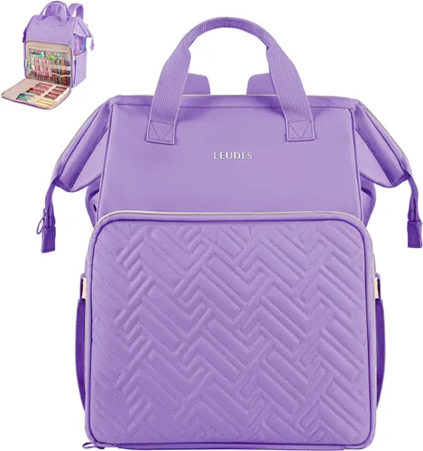 Miniatura 11 de Leudes Mochila Bolsa para Tejer, Organizador de Almacenamiento de Hilo, Bolsa de Ganchillo Grande Tote, Regalo de Navidad, Estuche Portador de Hilo