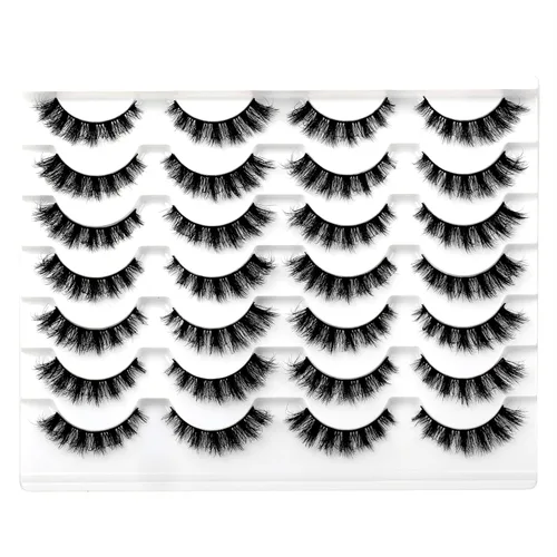 Miniatura 49 de Medias pestañas postizas con banda transparente, finas, estilo ojo de gato, naturales, cortas, pequeñas, acento 3/4, de visón sintético, tiras