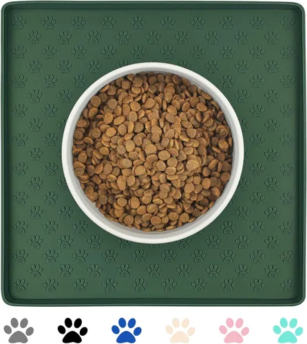 Miniatura 28 de Ptlom - Tapete para mascotas para perros y gatos, impermeable de silicona para cuencos de alimentación de mascotas para comida y agua, para perros