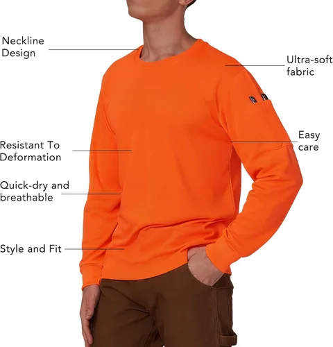 Miniatura 3 de A-SAFETY Playera de manga larga de seguridad de alta visibilidad, personalizable con logotipo (XS-6XL)