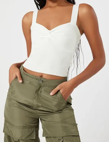 Miniatura 3 de Meladyan Women Sweetheart Neck Twist Knot Sleeveless Crop Top Tank Rib Knitted Backless Cute Cropped Cami Vest Top