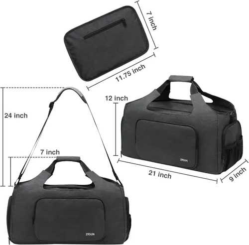 Miniatura 3 de Gym Bags for Men, Sports Duffle Bag, Travel Gym Bag with Shoes Compartment and Wet Pocket, Foldabel, Lightweight for Travel, Gym, Yoga