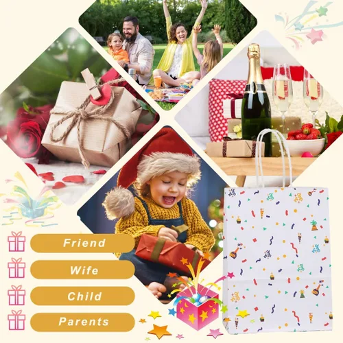 Miniatura 4 de ADIDO EVA 25Pcs Rainbow Confetti Dot Gift Bags Small Polka Dots Paper Bags with Handles for Party Favor (6.2 x 3.1 x 8.6 In)