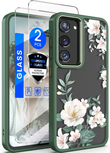 Miniatura 16 de Dretal Funda para Samsung Galaxy S22 5G Floral, de Grado Militar Probada contra Caídas, Parte Trasera Dura y Borde Suave, Funda Protectora de Verde