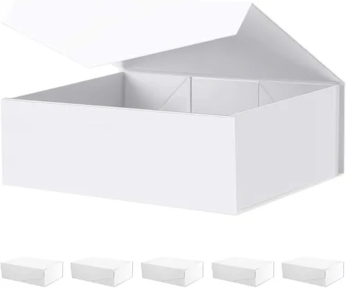 Miniatura 41 de BLK&WH Caja de regalo de 9 x 6.5 x 3.8 pulgadas, caja de regalo negra, caja de padrino, caja plegable con tapa de cierre magnético para embalaje