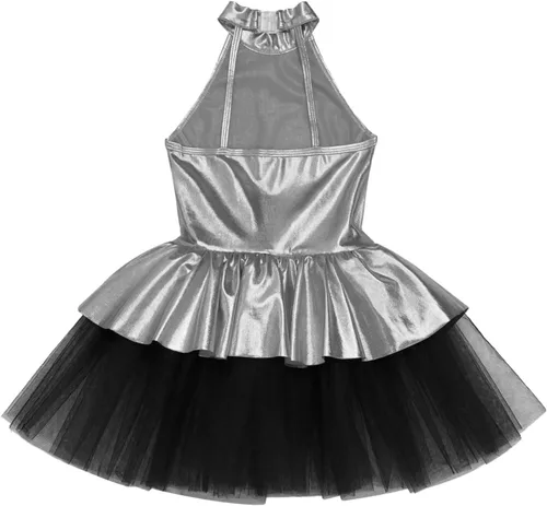 Miniatura 15 de CHICTRY Vestido tutú de ballet con lentejuelas brillantes para niñas y niñas, moderno disfraz de baile latino de jazz