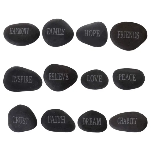 Miniatura 5 de Barelove 12 rocas para pintar pulidas grabadas, piedras de río, 12 palabras diferentes, piedras inspiradoras planas para artes, manualidades