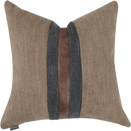 Miniatura 17 de Fundas de almohada decorativas de granja para exteriores para sofá, cama, funda de almohada de piel sintética marrón, funda de almohada de Beige