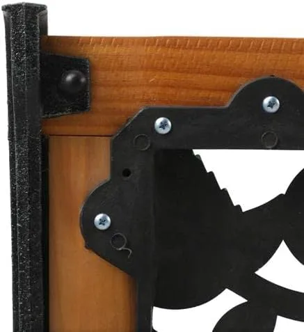 Miniatura 5 de Outvita Banco de jardín de 49.5 pulgadas, asiento de madera dura y banco de parque con reposabrazos de metal para patio, porche, camino, césped